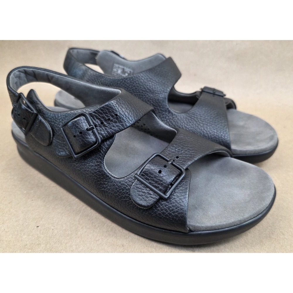 SAS (Sz 11.5 M) Tripad Comfort Relaxed Sandals Women's Black Leather Buckle